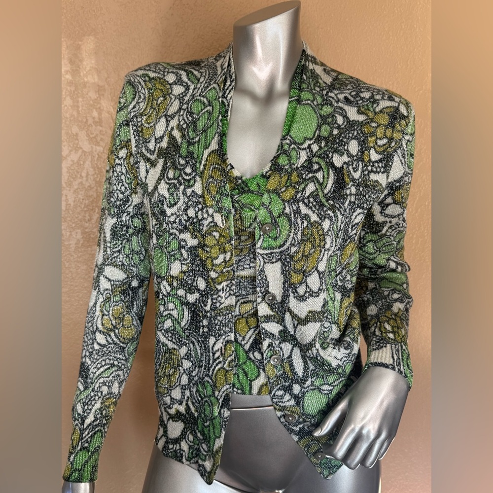 Vintage LeRoy Knitwear Twin set. V-neck vest with matching cardigan. Wool blend